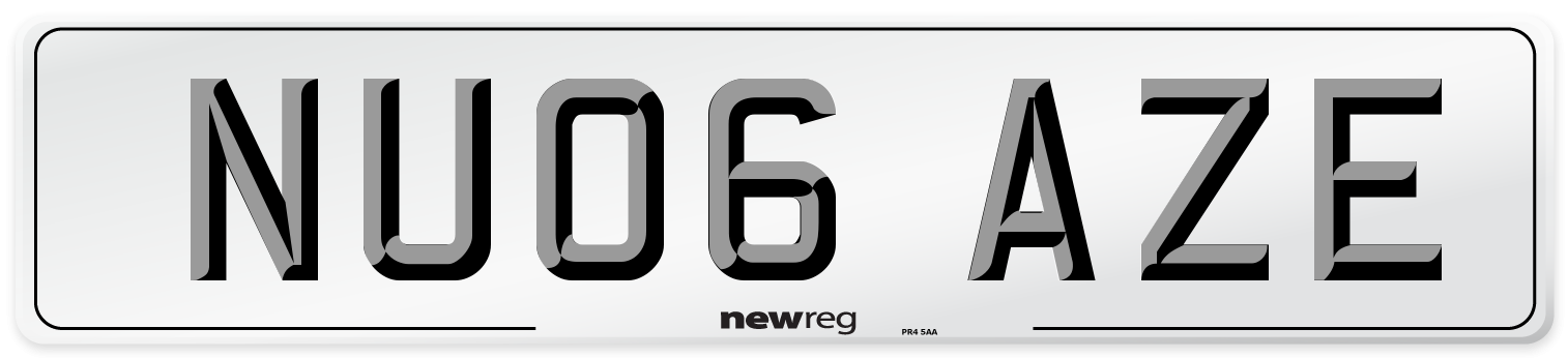NU06 AZE Number Plate from New Reg